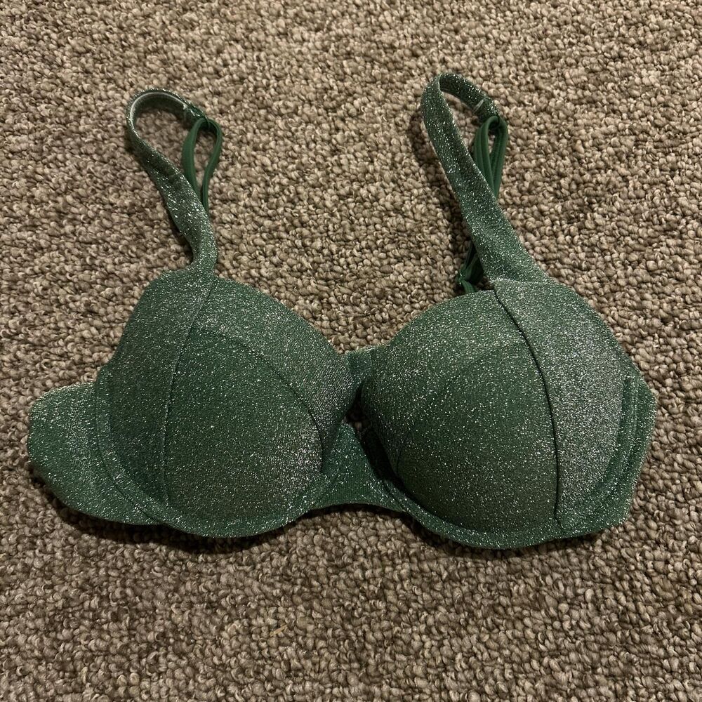 Victoria's Secret Emerald Green Glitter Bikini Top
